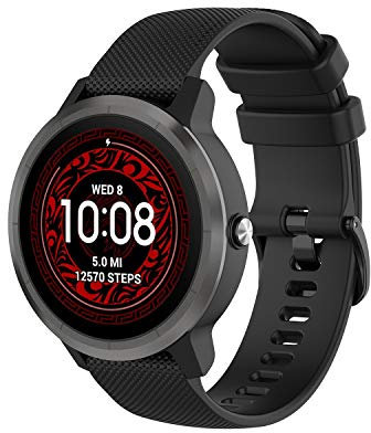Wownadu 20mm Quick Release Cinturino Compatibile per Garmin Vivoactive 5/3/3 Music, Venu/Venu 2 Plus, Venu Sq/Sq Music/Sq 2/Sq 2 Music Cinturini Nero Donna Uomo Braccialetto per Vivomove 3/Style