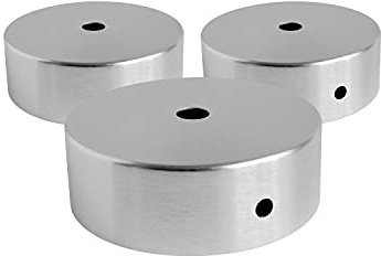 AMARCORDS - 3 Baldachin rosetten aus Metall, Farbe SILBER, Lampengehäuse komplett mit Kabelklemmenzubehör, Schrauben und Deckenhalterung. Durchmesser 77 mm, Höhe 26 mm