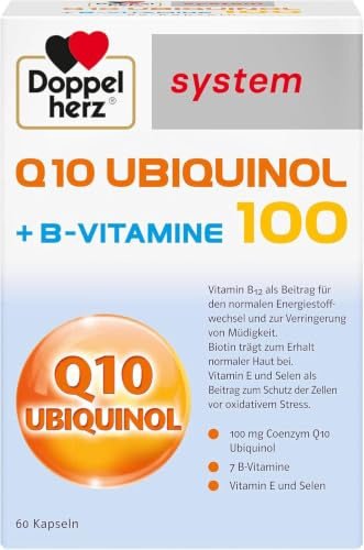 Doppelherz system Q10 UBIQUINOL 100 + B-VITAMINE - Mit Vitamin E und Selen | Vitamin B6 trägt zum normalen Eiweiß- und Glykogenstoffwechsel bei – 60 Kapseln