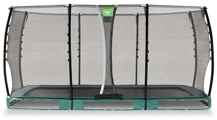 EXIT Allure Classic Rechteckig Bodentrampolin - 244x427cm - Fußschutzsystem & Sicherheitsnetz - Wasserfest - Starkes großes Trampolin - Für alle Altersgruppen - Großes Trampolin - Grün