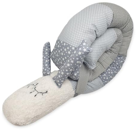 120cm Handgenähte Bettschnecke grau personalisierbar mit Namen - Bettumrandung handmade by me - Seitenschläferkissen Bettrolle