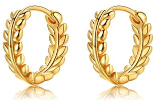 Ohrringe Gold Blätter Creolen Silber 925 Kleine Ohrstecker Vergoldet Schmuck Geschenke für Damen Frauen Mädchen Freundin