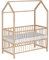 Schardt - Baby Hausbett Micky - Natur Lackiert - 60x120cm - Stufenlos Höhenverstallbares Beistellbett - Inkl. Umbauseiten und Sicherheitsgurtsystem