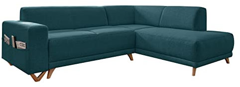 MIUFORM Ecksofa mit Schlaffunktion und Bettkasten Wohnladschaft | Classy Sophie L-Form | Wohnladschaft Couch L Form Schlafcouch (Türkis, Rechts ausgerichtet)