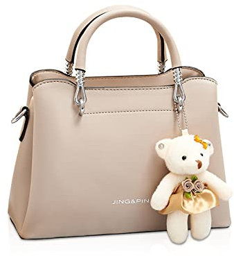 NICOLE & DORIS Petit Sac Bandoulière Femme en PU Cuir - Sac à Main Crossbody Porté Epaule Mignon - Cartable Messenger Fille avec Pendentif - Kaki