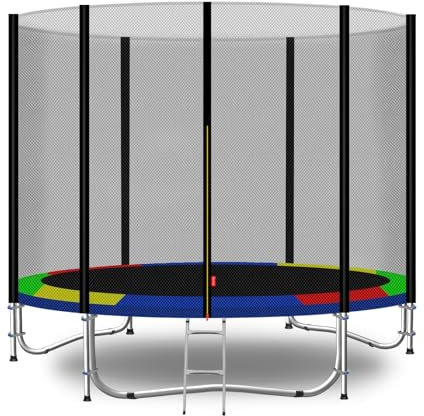 Baunsal® Trampolin Outdoor Ø 183 cm (EXD) bunt als Komplettset mit Federabdeckung, Sprungmatte, Netz und Leiter - Gartentrampolin Spielzeug für Kinder
