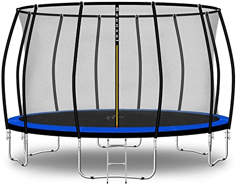 Baunsal® Trampolin Outdoor Ø 396 cm (FGIS) blau Komplettset Sprungmatte mit Netz und Leiter Gartentrampolin Outdoor Spielzeug Kinder Trampolin Kinder Outdoor Spielzeug Garten