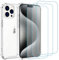 Whioltl Custodia per iPhone 15 Pro con [confezione da 3] pellicole protettive in vetro temperato, cover trasparente per telefono, antigraffio e ammortizzante, custodia trasparente di base compatibile