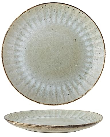 Bloomingville Fleur Teller – Natur, Steingut, handgefertigt, einzigartiges Design, skandinavischer Stil, Essteller, kreative Farbglasur