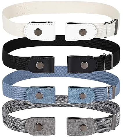 4 Stück Gürtel Ohne Schnalle Damen Herren,Elastischer Gürtel Damen,Unsichtbarer Stretch Elastischer Gürtel,Schnallenfreier Stretch Elastischer Gürtel ,für Kleider Jeans Hosen,4 Farb