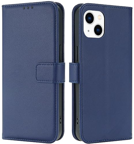TQIAHF Handyhülle für iPhone 13/iPhone 14 Hülle Klapphülle Leder Klappbar Tasche Flip Cover Case Schutzhülle mit Kartenfach Komplettschutz Lederhülle Handytasche für iPhone 13/iPhone 14,Dunkelblau