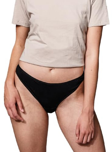 GOTS-zertifizierte Periodenunterwäsche | Set M (3 Slips, 5 Einlagen) (5 mittlere Einlagen, 3x 46)