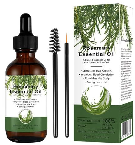 CFHQXSZ Rosemary Essential Oil für Haarwachstum-60ML Rosmarinöl 100% Rein,Haarpflege ätherisches Öl stärkt die Haarwurzeln und nährt die Kopfhaut für Frauen & Männer