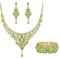 EVER FAITH Statment Schmuck-Set Kristall Retro 1920er Vase Art Deco Braut Prom Halskette, Ohrringe und Stretch Armband Set für Damen Hochzeit Party Grün Gold-Tone