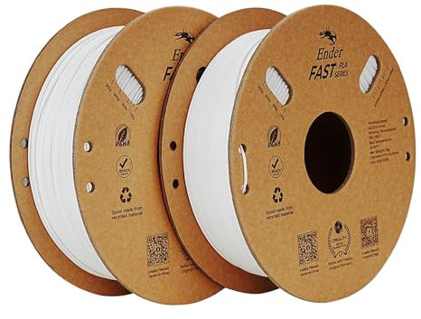 Creality Ender PLA Filament 1.75mm, 3D Drucker Filament 2 Packs, Hochgeschwindigkeit 3D Druck Filament 2 x 1Kg Spule, Maßgenauigkeit +/- 0.02mm für die meisten FDM 3D Drucker (Weiß & Weiß)