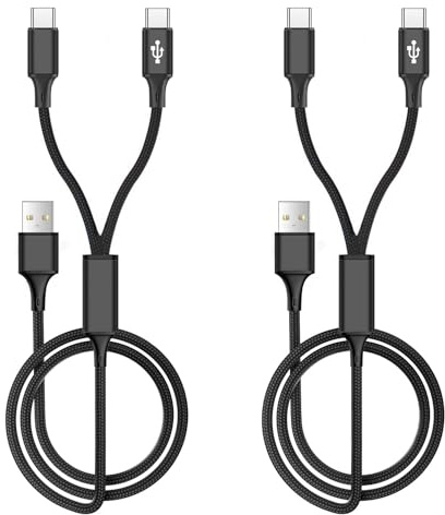 Dual USB-C Splitter Charge Cable, 6.6ft 2Pack,Power up to 2 USB C Devices at Once,Multi USB Type C for iPhone 15 Pro/15 Pro Max/15 Plus,iPad Air/Pro,Samsung Galaxy S24 S23 A55,Tab S9,PS5,Google,Kindle