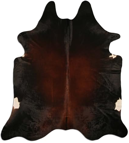 Livorio Premium Kuhfell Teppich - L210 x B180 cm - dunkel braun schwarz weiß - einmaliges Naturprodukt aus Südamerika | Rinderfell | Echtfell | Tornasol