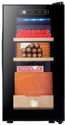 16L Electric Cigar Humidor 100 Counts Temperature Control System Cooling Humidor Cabinet with Spanish Cedar Wood Shelves & Hygrometer Gifts for Men