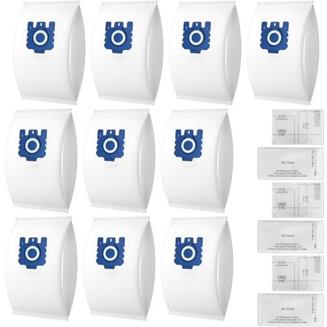 TINGFENG 10 Pack Air Clean 3D Efficiency Miele Hyclean GN Vacuum Bags - Replacement for Miele C3, C1, C2, S227, S240, S270, S400, S2, S5, S8 Series, Compatible with Miele Hoover Bags (10 pcs GN Blue)