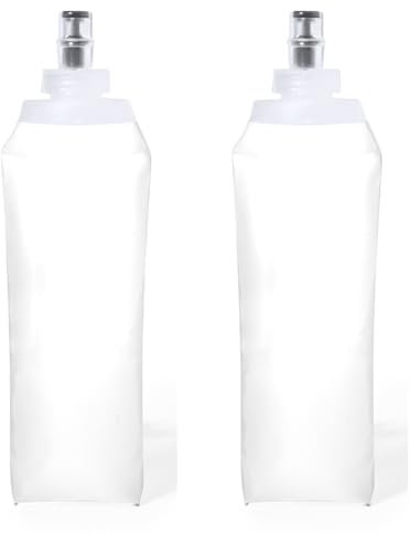 iGlobalmarket Pack 2 Bidones agua, Botellas Plegables, Bidon Hidratación, 500 ml, con Dosificador y Tapón, Libre de BPA, Ideal para Running, Trail, Ciclismo, y Senderismo (Transparente)
