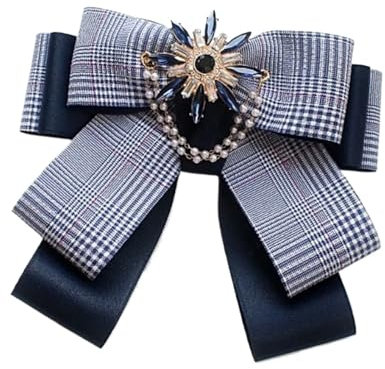 Broche à Grand Nœud Broches en tissu avec nœud papillon et fleurs for femmes, épingles à col de chemise de Style collégial, bijoux de luxe(Color2)