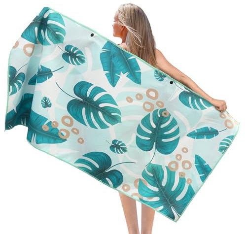 Serviette de Plage XXL,Serviette Microfibre 90X180cm, Serviettes de Plage Léger et Séchage Rapide, Serviette Convient pour la Plage, Sport, Voyages, Sauna, Piscine