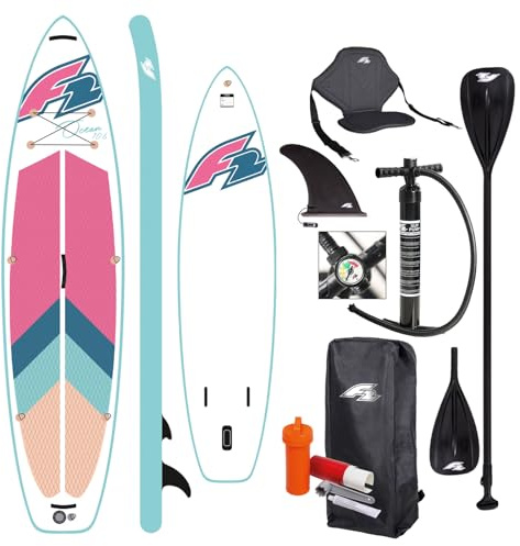 F2 Marken Stand Up Paddle Board Ocean Damen SUP 10'5 320cm + Kajak Zubehör Paket