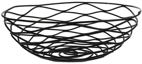 Gatuida Cesta de Almacenamiento de Metal Negro para Pan y Frutas Canasta Decorativa de Alambre para Cocina y Oficina para Aperitivos y Dulces Diseño Elegante y Resistente Mediano