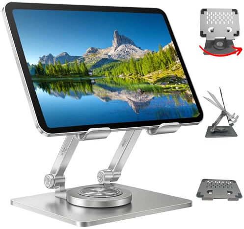 Komodo Homz Soporte Tablet Mesa - Atril Tablet Mesa iPad - Soporte Móvil - Giro 360º y reclinable - Accesorios Oficina - Soporte Plegable Resistente - Soporte Tablet portatil - Stand Plegable