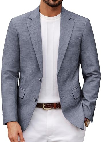 PJ PAUL JONES Mens Blazers Smart Casual Suit Jackets Linen Blazer | 2 Buttons, X-shaped, slightly elastic, double rear fork