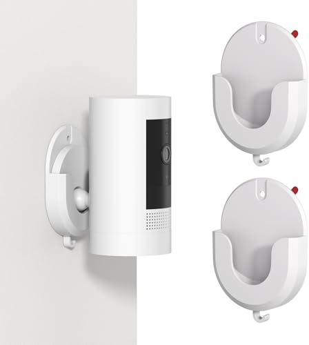 No Drill Ring Camera Adhesive Wall Mount, Strong Adhesive Camera Mount Stand Compatible with Ring Indoor Cam(1st Gen and 2nd Gen) Blink Camera Mount, No Drilling, No Screws, 2 Pack Mount Bracket