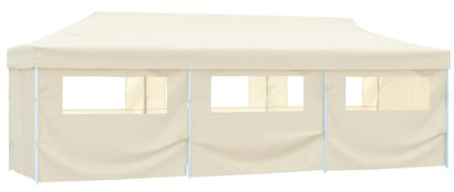 Vorzelt Arbeitszelt Festzelt, Faltzelt Partyzelt Pop-Up mit 8 Seitenwänden 870x291x315 cm Creme für Terrasse, Am Pool, Ausstellung