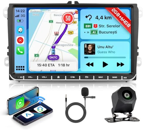 Hodozzy 2G+64GB Radio para VW Golf 5 6 Passat Touran EOS Tiguan Polo T5 Seat Skoda con Carplay Android Auto Inalambrica, Radio Coche 2 DIN 9 Pulgadas Pantalla Táctil GPS Bluetooth WiFi DSP FM/RDS
