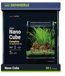 Dennerle Nano Cube Complete 30 Liter, Mini-Aquarium-Komplettset | 30 x 30 x 35 cm, abgerundete Ecken, kompaktes Vivarium für kleine Räume