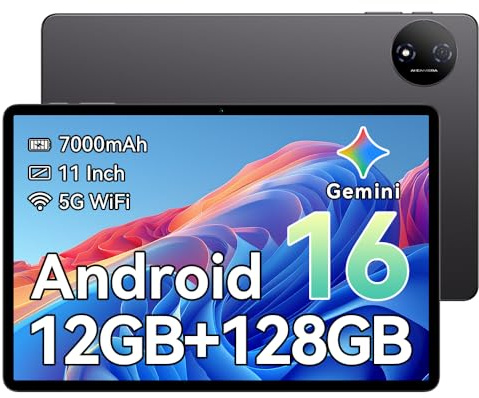 TECLAST P50T Tablet 11 Inch Android 16 Gemini AI, 90Hz IPS Display, 12GB RAM 128GB ROM(TF 1TB) T7200 Octa-core Student Tablets, Widevine L1 for Netflix, 7000mAh, 5G WiFi/BT 5.0/GPS/13MP/Face ID/3.5mm