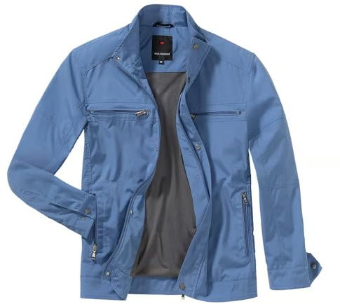 Rick Armand Sommerjacke Herren blau, leicht, atmungsaktiv, mit Mesh-Futter | Freizeitjacke, Übergangsjacke, viele Reißverschlusstaschen, für milde Tage und Reisen