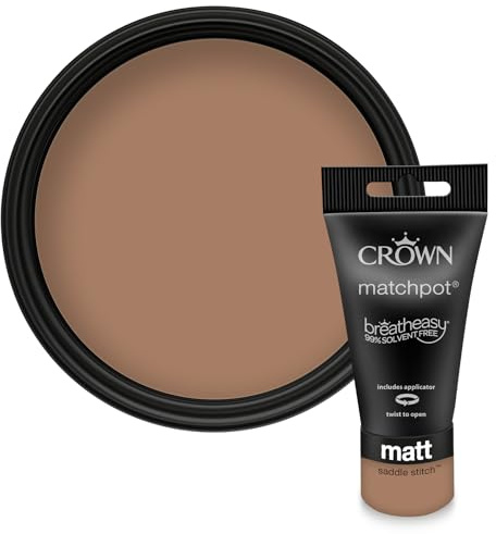 Crown WALLS & CEILINGS Warming Yellow Matt Paint Tester Pot - Sample 40ml | Try Saddle Stitch before you buy. See the true colour on your wall, in your own light. Low VOC, low odour, breatheasy