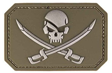 Mil-Tec Patch 3D Skull w. Schwerter PVC m. Klettverschluss