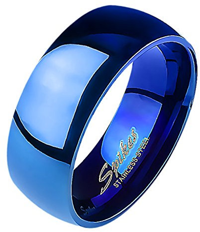 Mianova Band-Ring Edelstahl Herrenring Damenring Partnerring Trauring Verlobungsring Damen Herren Blau Größe 65 (20.7) Breit 8mm