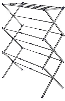 Addis Extendable 3-Tier Indoor Clothes drying Airer Rack with 7 metre drying extends from 44cm up to 72cm wide, Metallic Silver