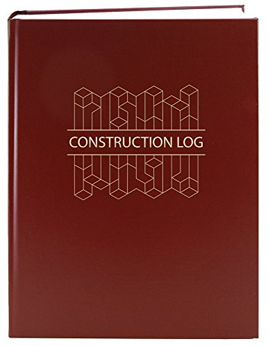 BookFactory Konstruktion loggbok för daglig aktivitet (200 sidor – 8 7/8 tum x 11 1/4 tum) vinröda skydd med block, Wire-O (LOG-200-7CS-LMT(konstruktionsblock))