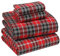 Ruvanti 4-teiliges Flanell-Bettwäsche-Set für Queen-Size-Betten, 100 % Baumwolle, mit tiefen Taschen, warm, inklusive Bettlaken, Spannbetttuch und 2 Kissenbezügen (kariertes Weihnachtsmotiv)