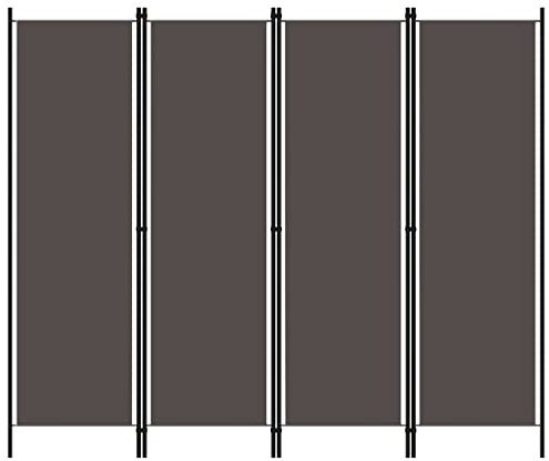vidaXL Raumteiler Klappbar Freistehend Trennwand Paravent Umkleide Sichtschutz Spanische Wand Raumtrenner 4-TLG. Anthrazit 200x180cm Eisen Stoff