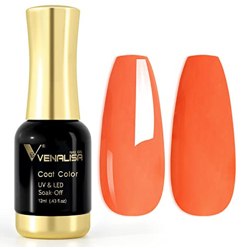 VENALISA 12ml Classic Orange Gel Nail Polish Soak Off Nail Lamp UV LED Natural Nail Gel Polish Nail Art DIY Manicure French Gifts, 0.43 OZ