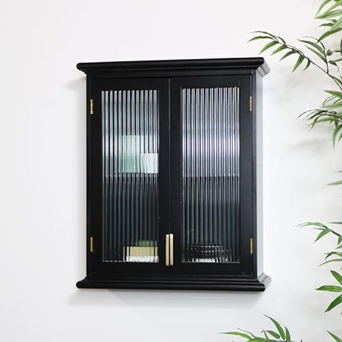 Melody Maison Black Reeded Glass Wall Cabinet