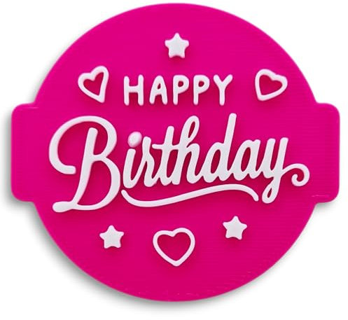 Happy Birthday Stamp Embosser 6cm for Icing, Fondant, Cupcake, Cake, Baking, Decoration, Made in UK 1066 Factory (Pattern 7)