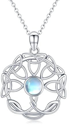 Moonstone Necklace 925 sterling silver Celtic Pendant Tree of Life Chain Moonstone Jewellery Gifts for Women Girls