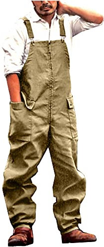ENEN Salopette da Uomo in Denim, Jeans Pagliaccetti con Bretelle Moda Tasca Cargo Pantaloni Larghi da Lavoro Casual Tuta da Uomo in Denim Pantaloni Reggicalze