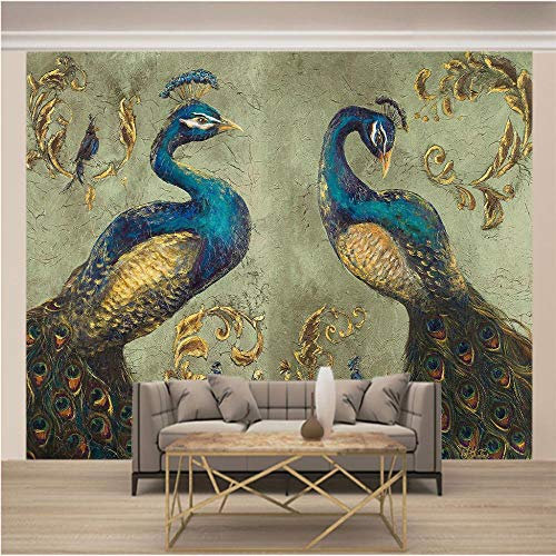 Bbaodan Fototapete Vlies Bemalter Pfau Tapete wohnzimmer 3D Wand Bild Papiertapete Wanddeko Wandmalerei 200x140cm