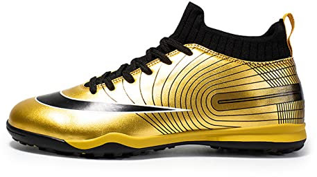 LZQpearl Football Boots, Soccer Athletics Training Sport Shoes, FG/TF Teenager Outdoor Football Shoes Sneakers for Unisex Kids (Gold,31 (1 UK))